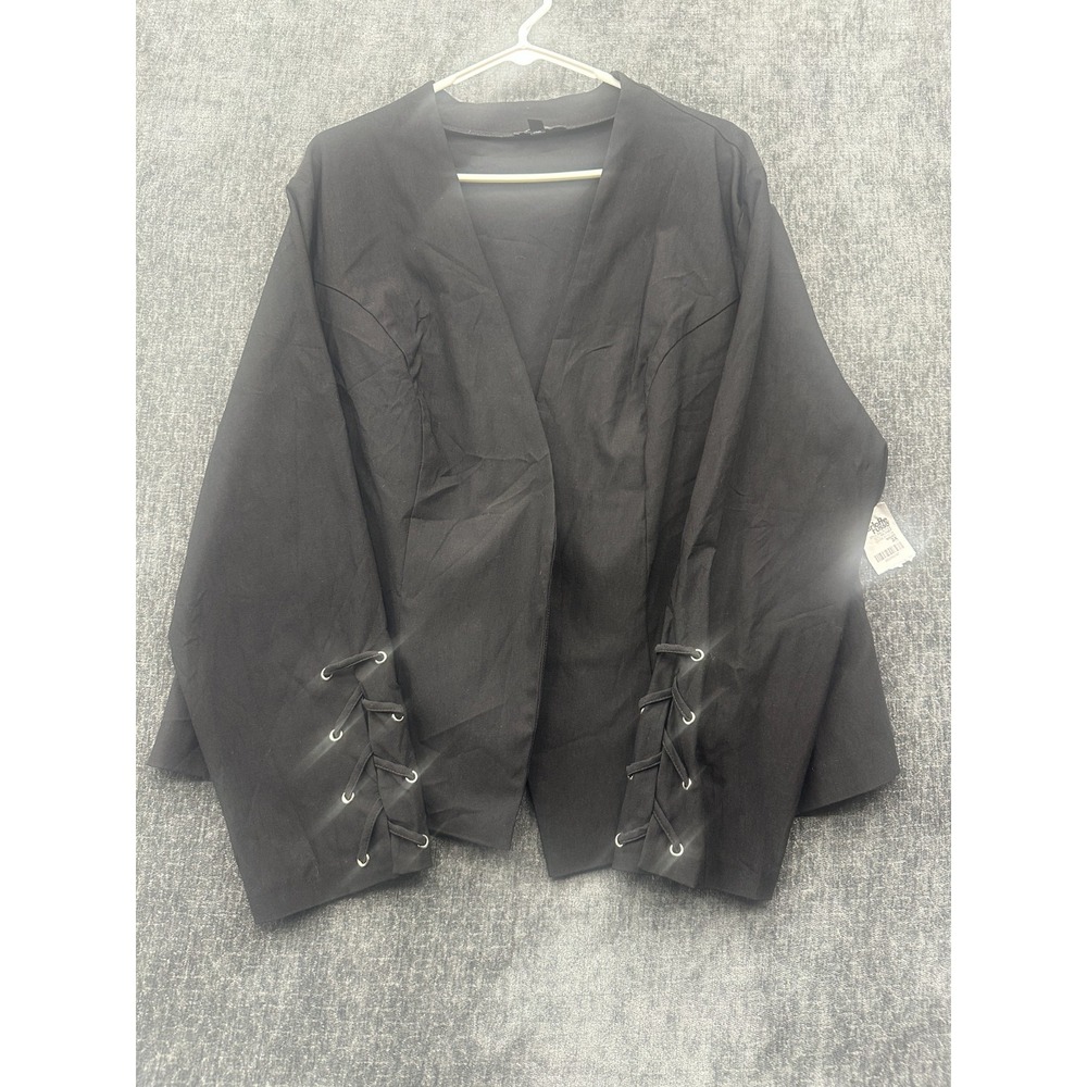 Charlotte Russe Blazer Jacket Womens 3X Black Lace Up Detail‎ Open Front Formal